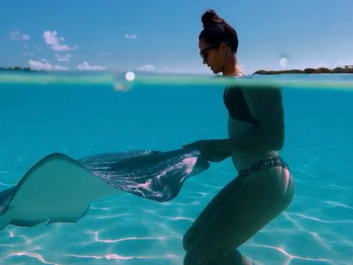 a person swimming in the water